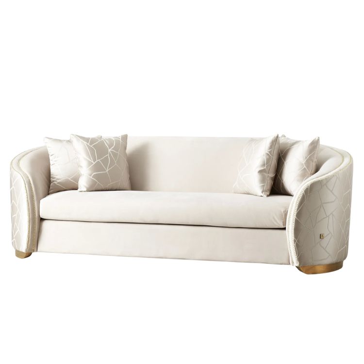 Hyacinth Cream Velvet 3-Seater Sofa