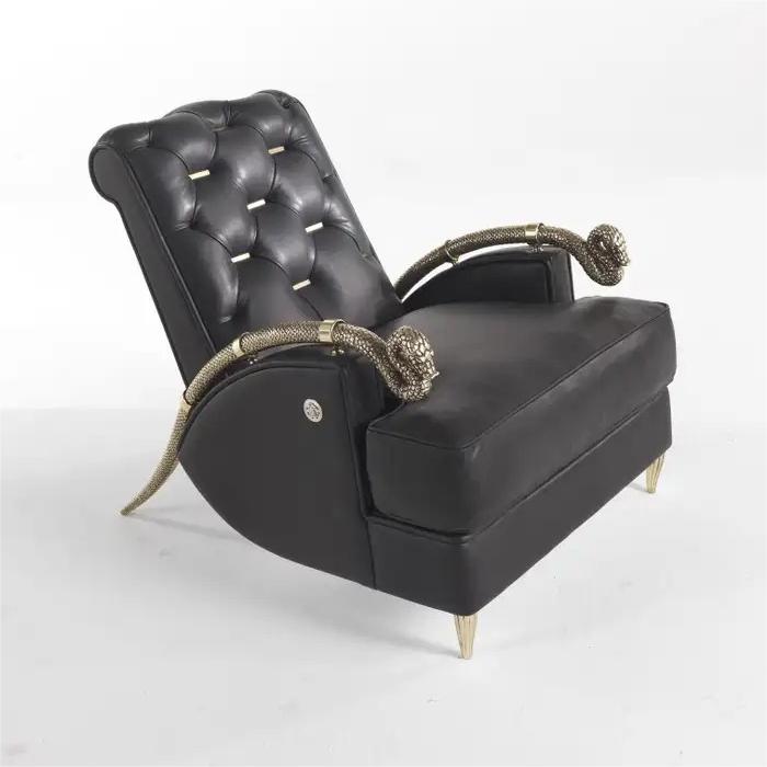 21st Century Snake Armchair in Black Leather Home Interiors