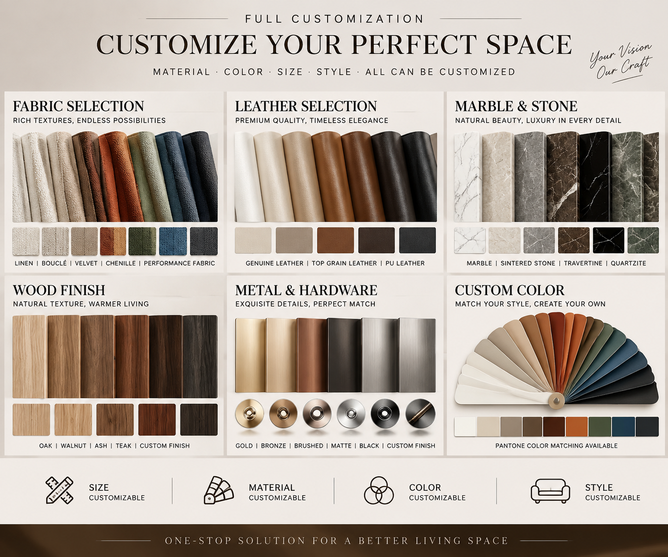 Premium leather and fabric swatches