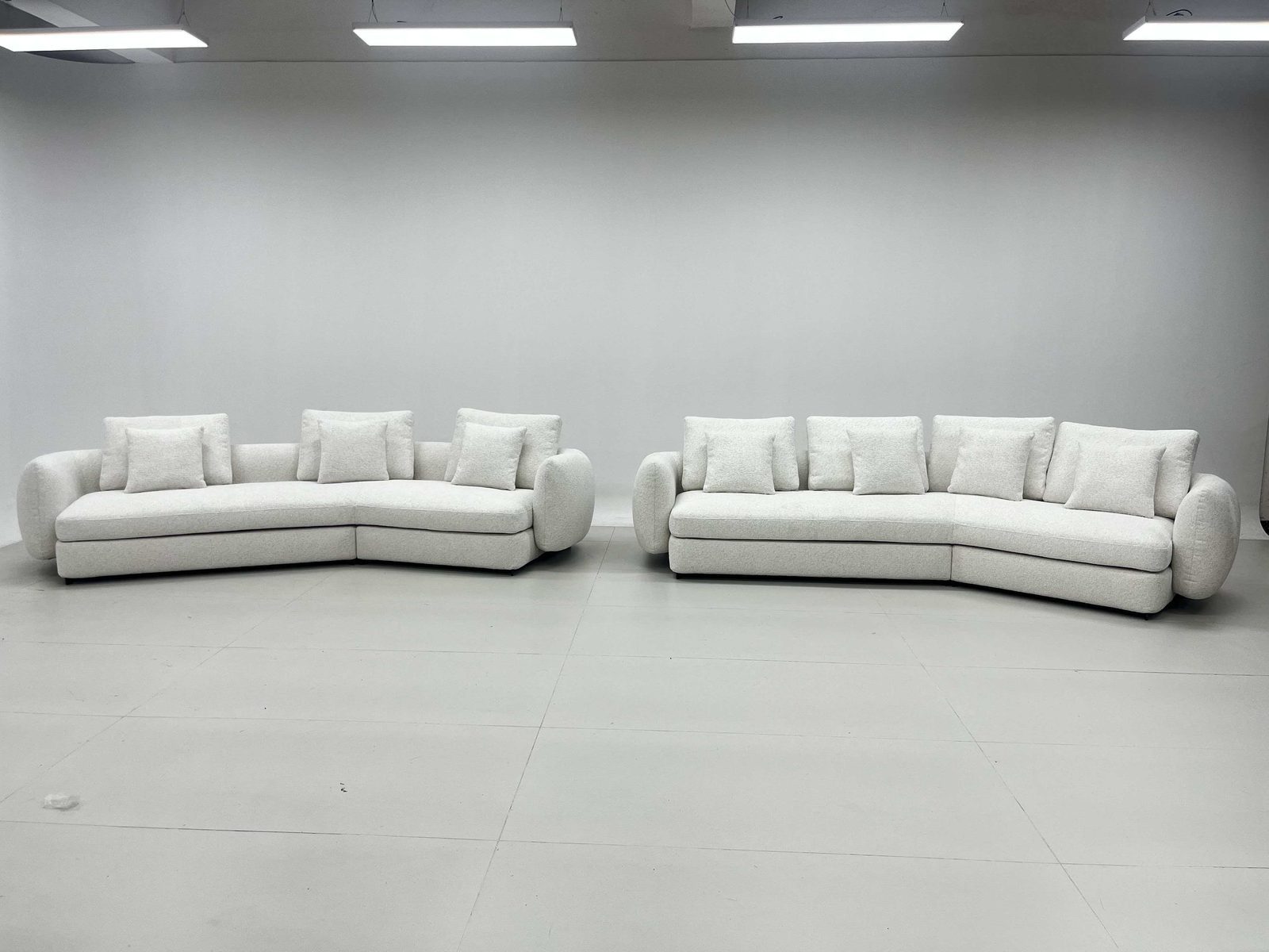 Neutral fabric sofa in showroom