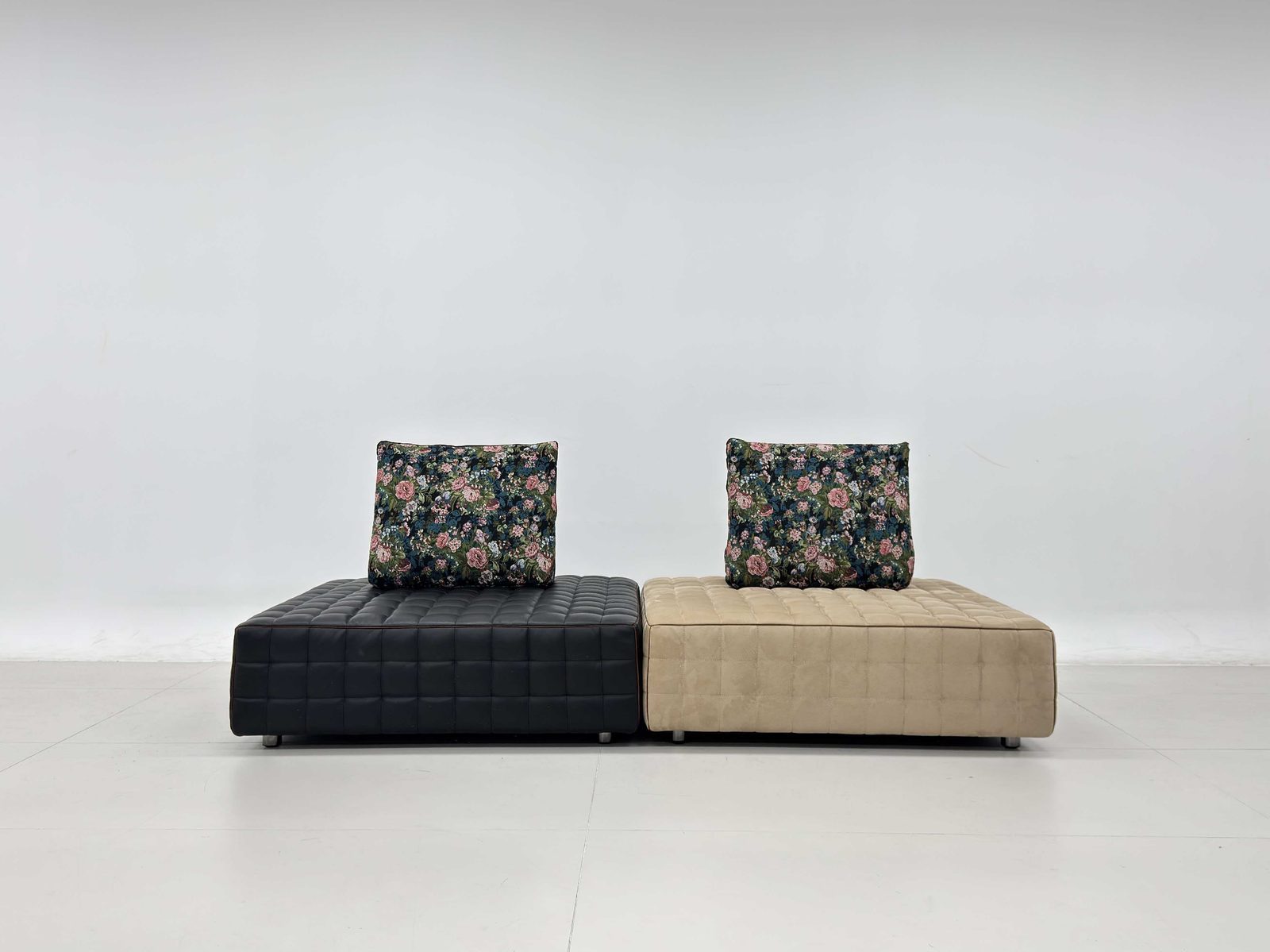 Modern fabric sofa on display