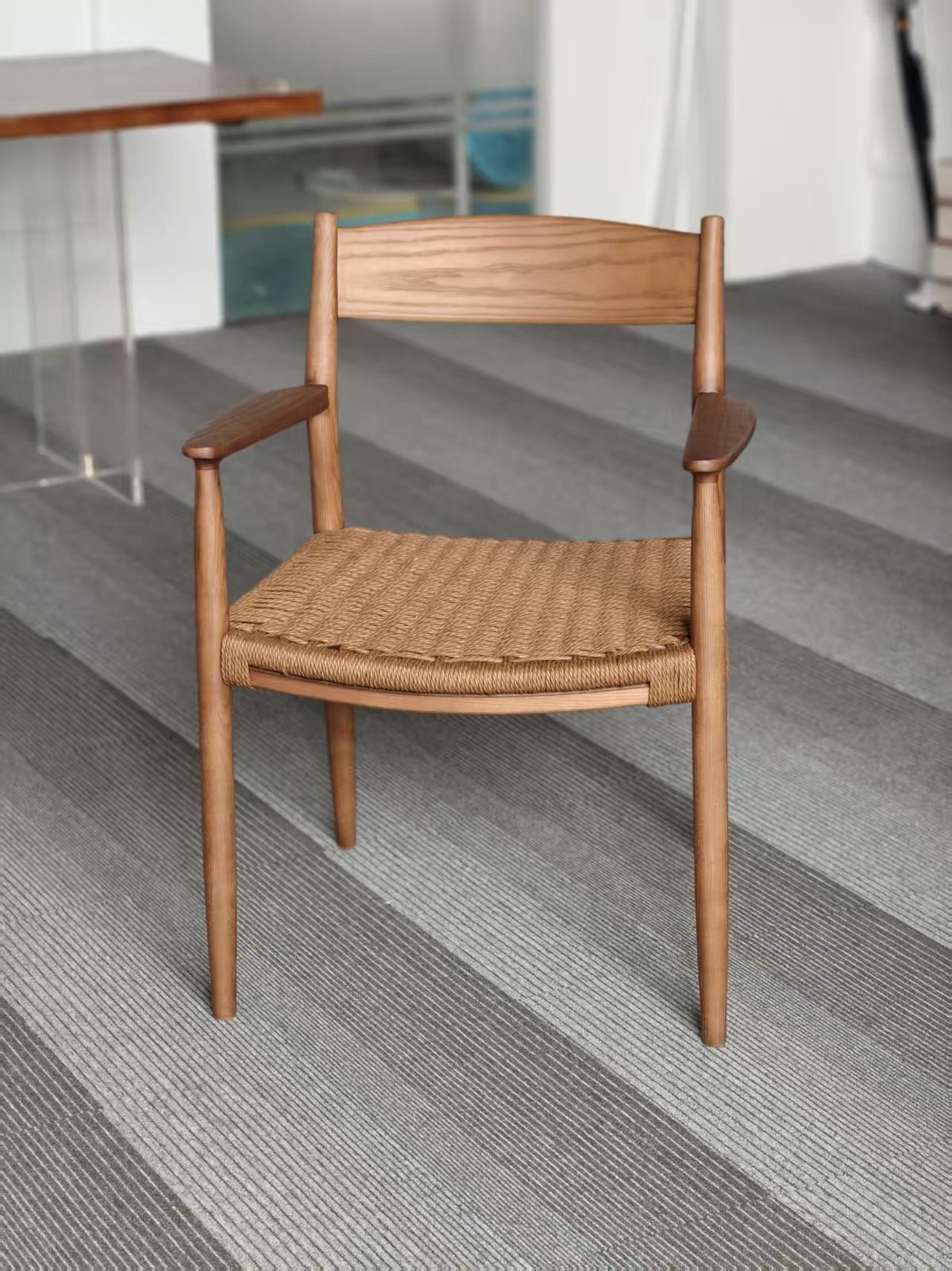 Lounge chair with leather upholstery