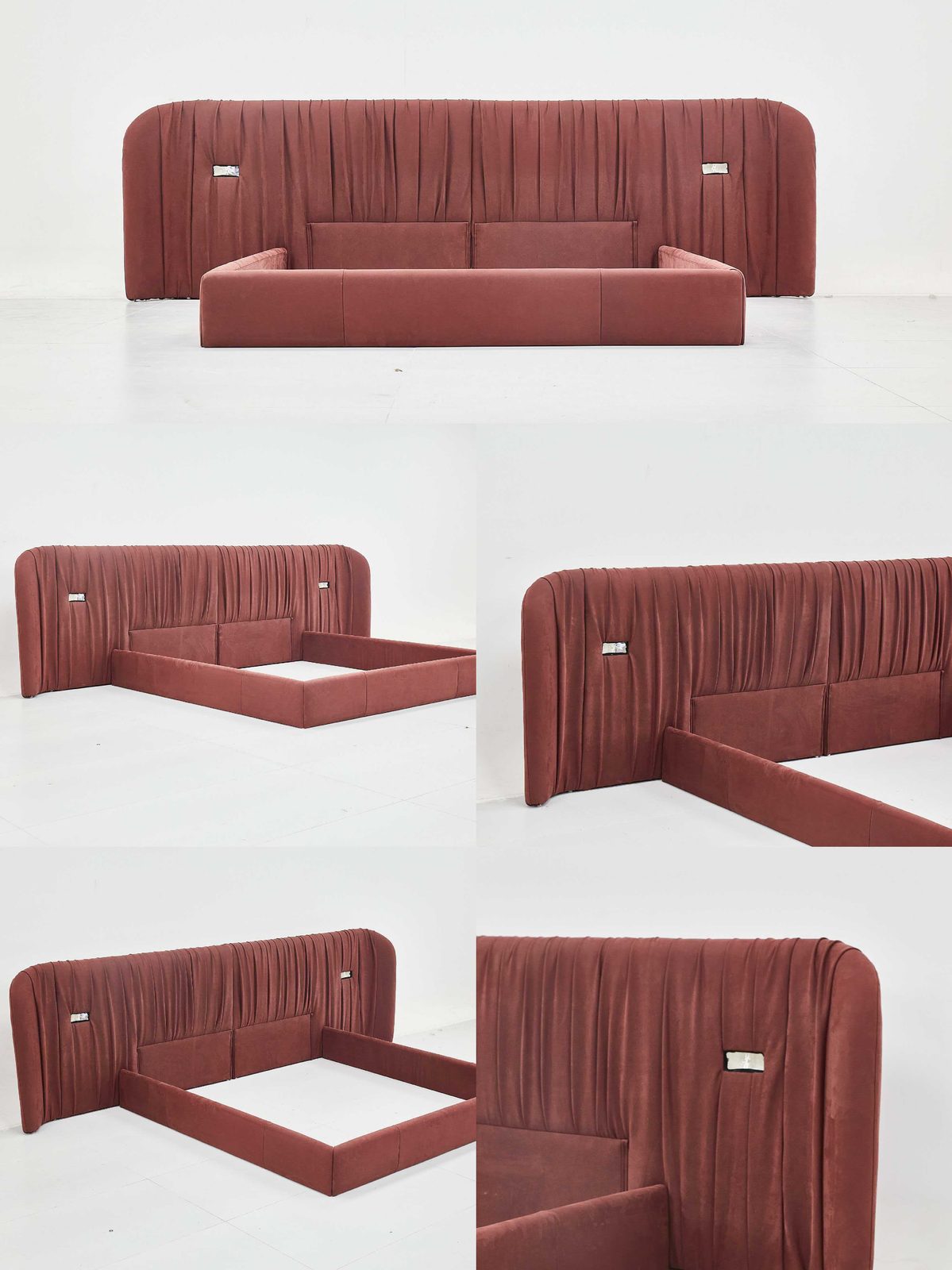 Luxury bed with soft upholstered headboard