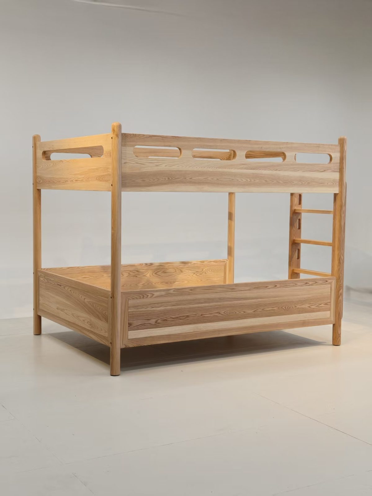 Modern bed with leather headboard