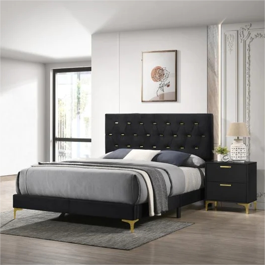 Kendall Black & Gold 4pc Queen Bedroom Set