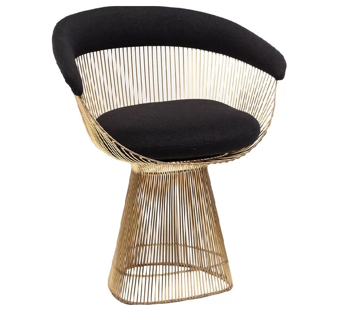 Gold Metal Drum Frame Accent Chair