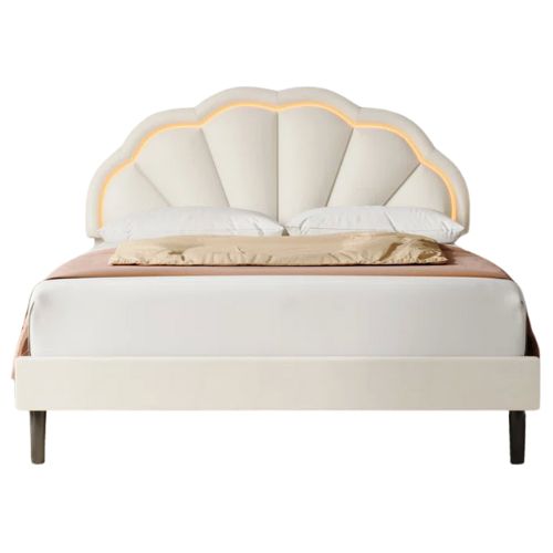 Flower Silhouette Headboard Upholstered Bed