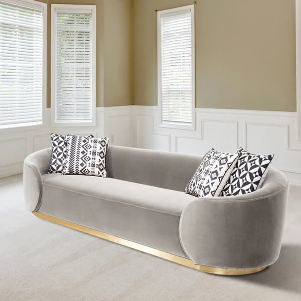 Velvet Upholstered Three Seater Sofa
