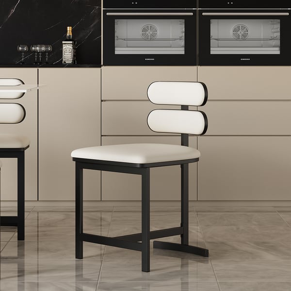 Modern Faux Leather White Dining Chairs with Back Side Chair
